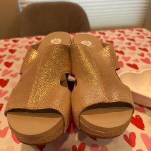 Gold Glitter Slide Sandals